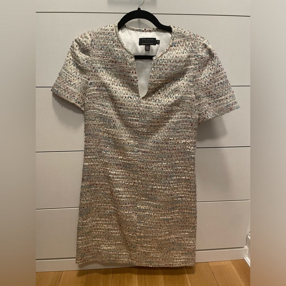 Ted baker metallic thread tweed dress
